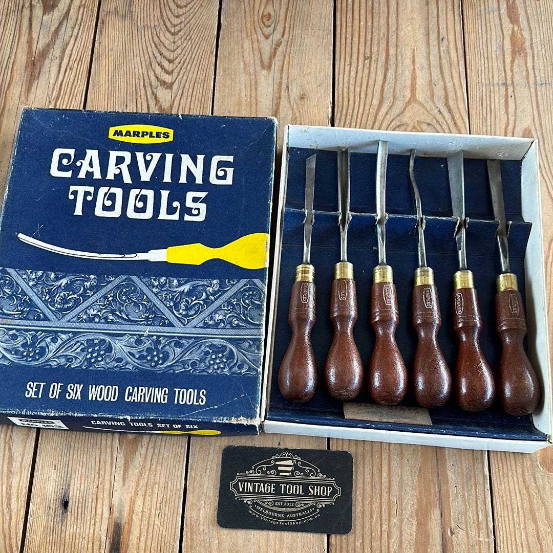 SOLD D1391 Vintage set of 6 MARPLES England Carving CHISELS No:152 & s ...