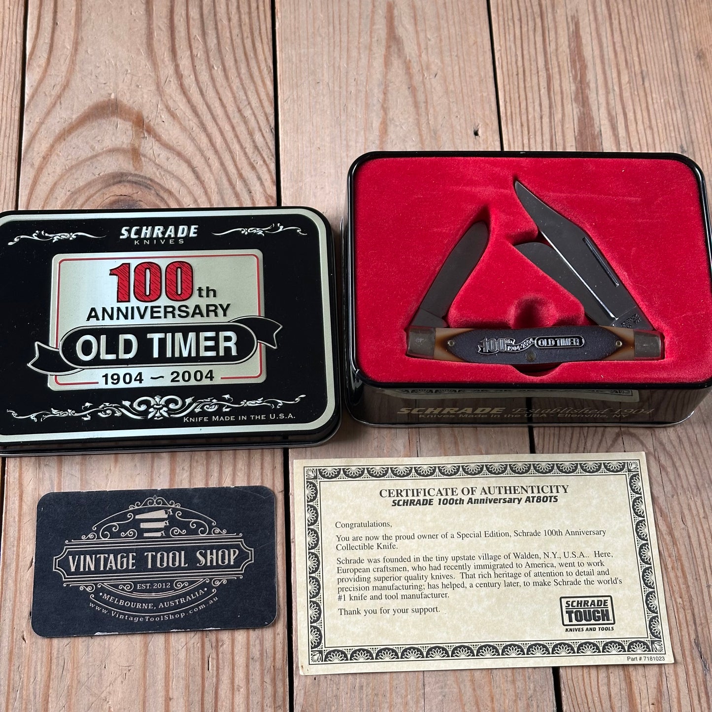 K67 NEW OLD STOCK! Vintage SCHRADE USA 100th anniversary 2004 OLD Timer folding KNIFE IOB