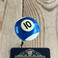 TR133 Repurposed Blue /white “10” POOL BALL awl by Tony Ralph