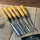 H2571 Vintage set of 6 MARPLES England Boxwood Handled Carving GOUGES CHISELS