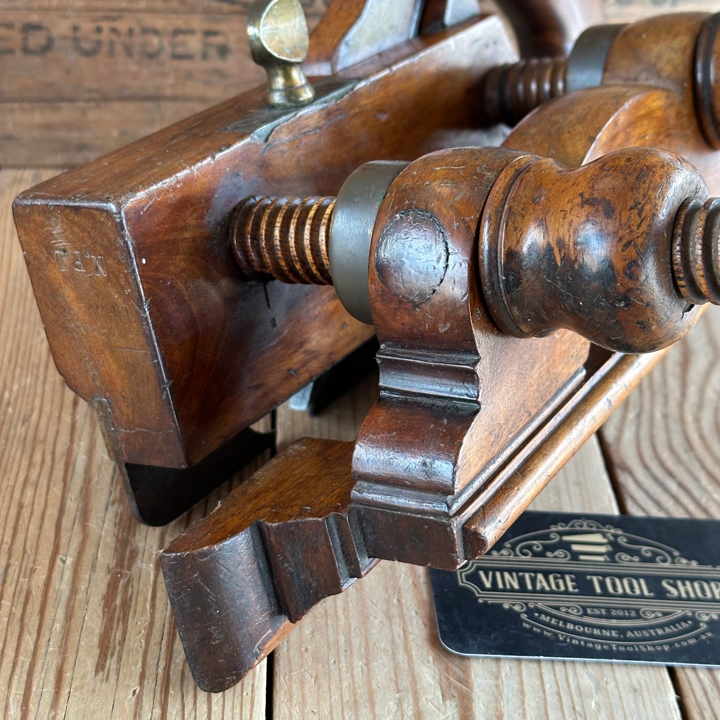 T8552 UNIQUE! Antique USER MADE Mahogany PLOUGH PLANE