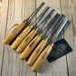 H2571 Vintage set of 6 MARPLES England Boxwood Handled Carving GOUGES CHISELS