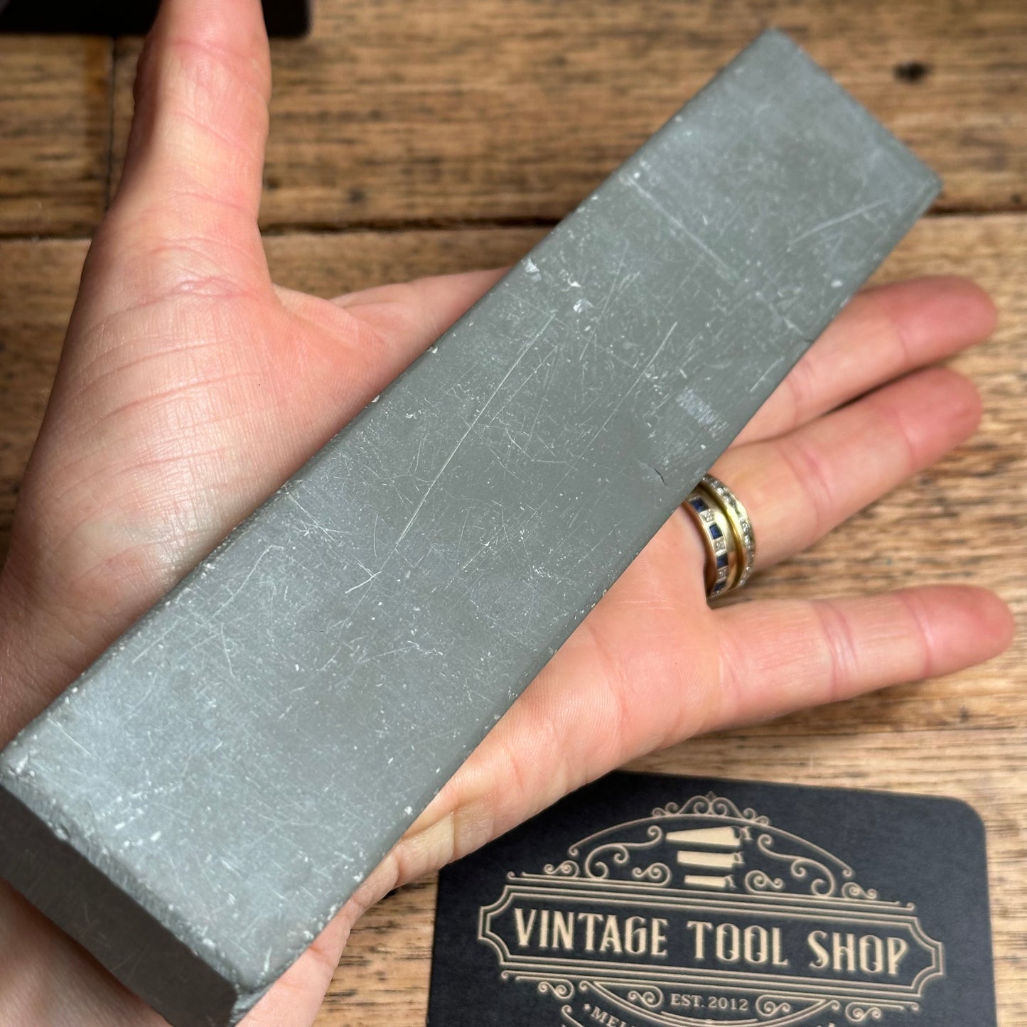 A385 Vintage rare 8” GREEN German THURINGIAN slate Razor HONE sharpening stone waterstone