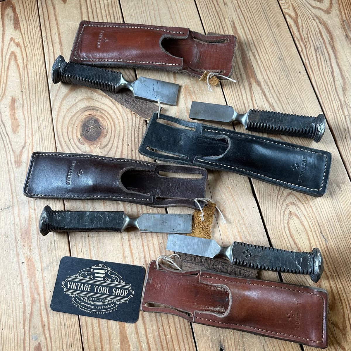 JMB18-JMB21 NEW! 1x Blacksmith made HAND FORGED high tensile steel CHISEL handmade genuine leather SHEATH. Made by BONESAW