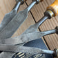 H2361 Vintage set of 6 x E.A. BERG Sweden wooden handled BEVEL CHISELS