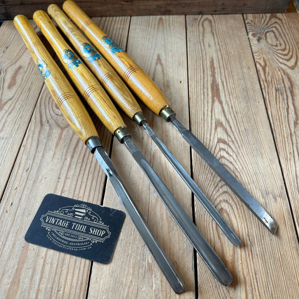 H2588 TIDY! Vintage 4 x Robert SORBY lathe turning CHISELS