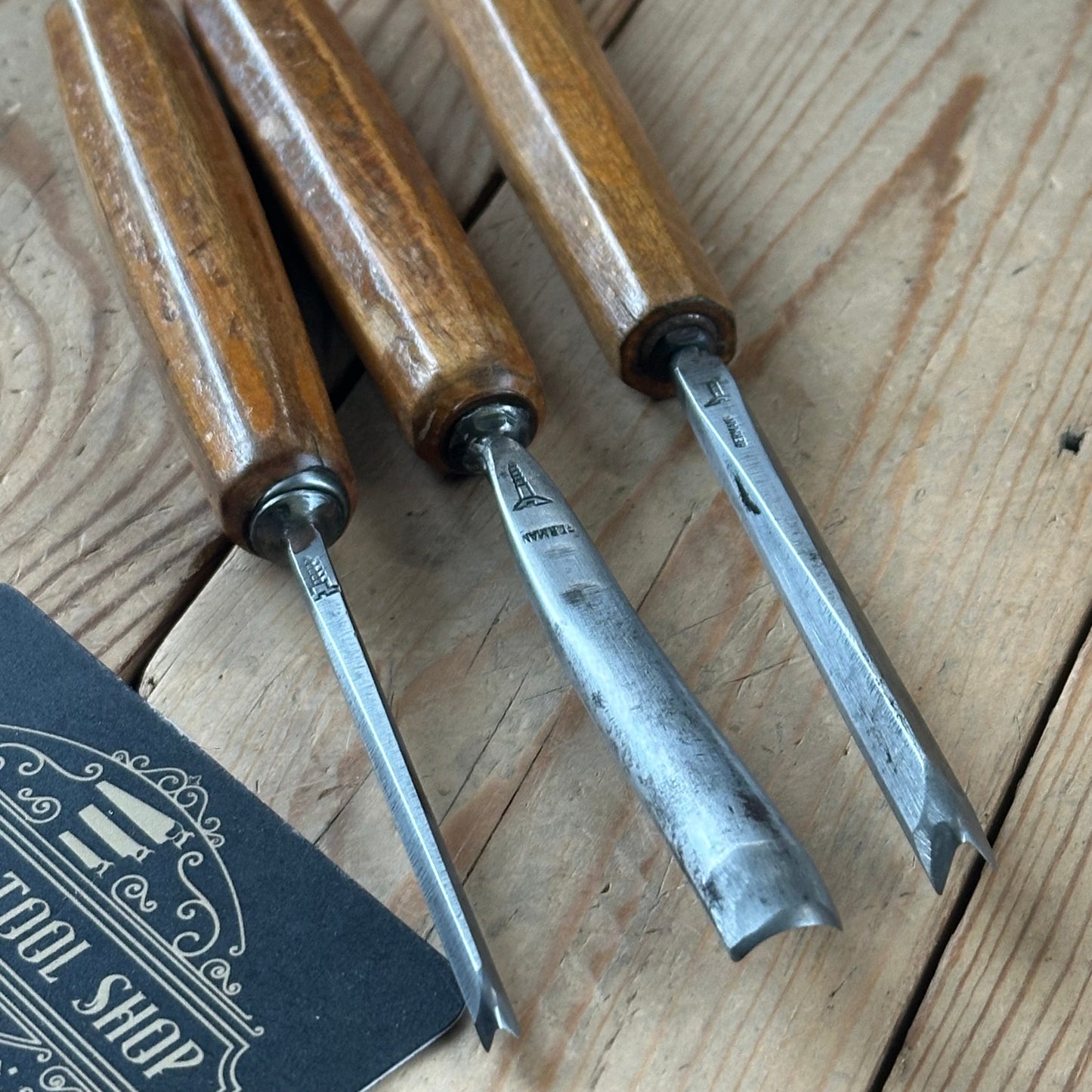 N1767 Vintage 3x DASTRA Germany carving chisel set V-GOUGE bent gouge