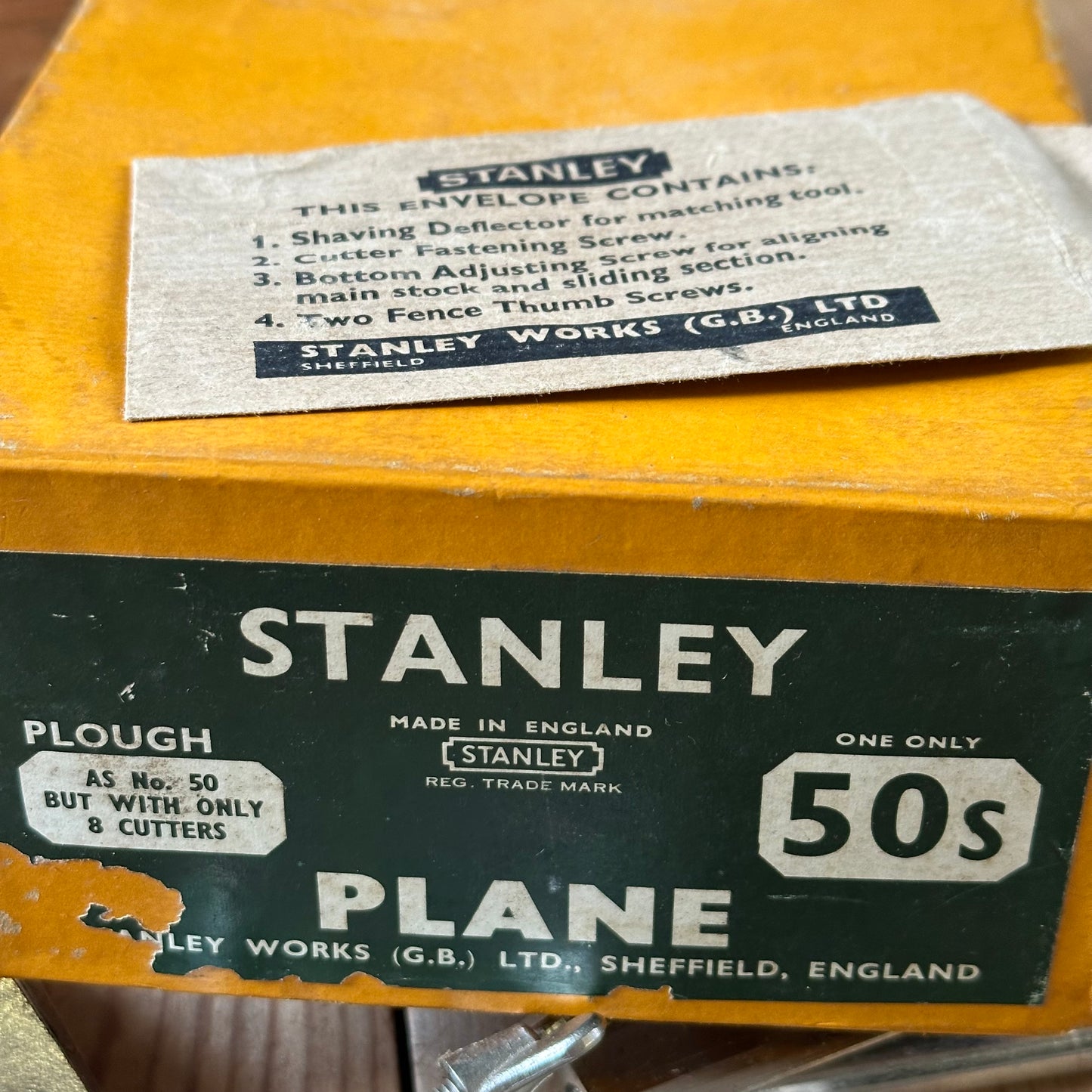 H2492 Vintage STANLEY England No.50S plough PLANE with cutters IOB