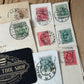 VD0-13 Vintage 9x ENGLISH POSTCARD series 1904-1908 stamps handwritten souvenir post cards junk journal diary collection
