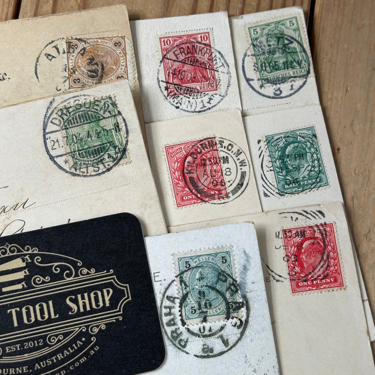 VD0-13 Vintage 9x ENGLISH POSTCARD series 1904-1908 stamps handwritten souvenir post cards junk journal diary collection
