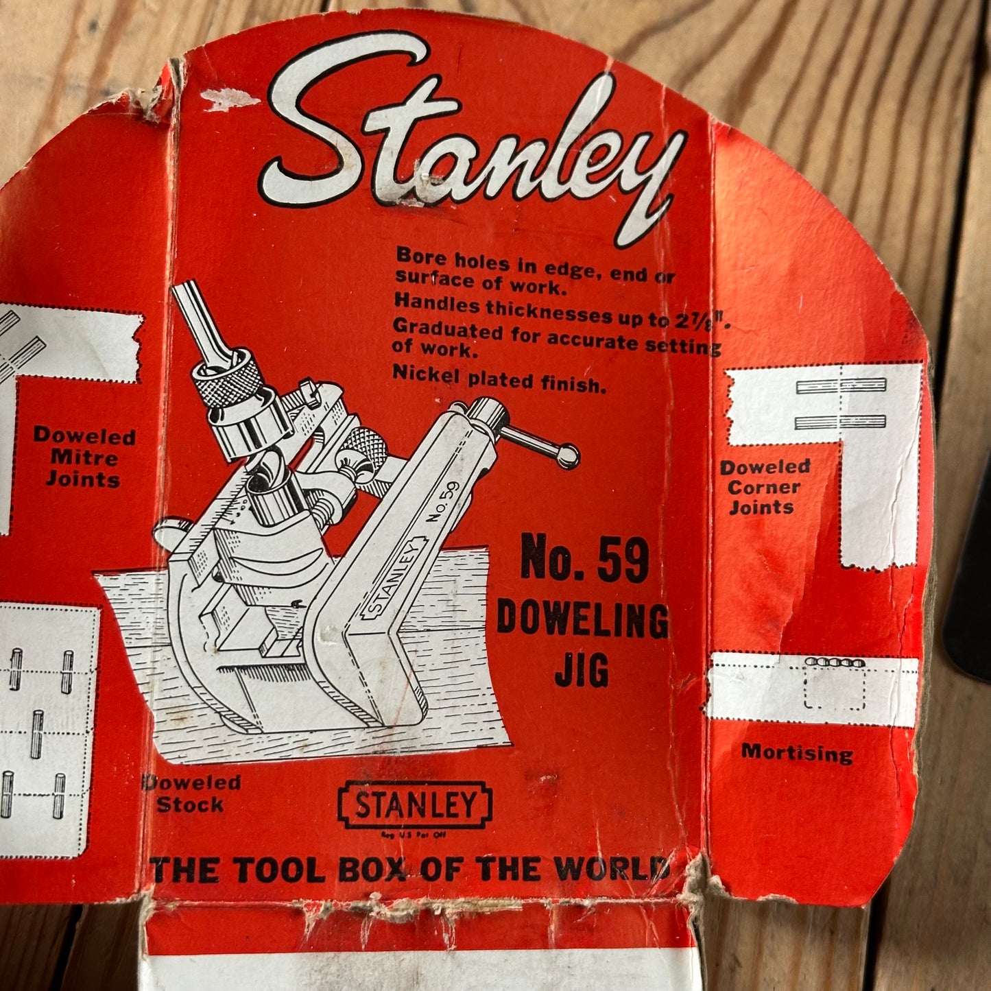 H2497 Vintage STANLEY USA No.59 Dowelling JIG with instructions & display box IOB