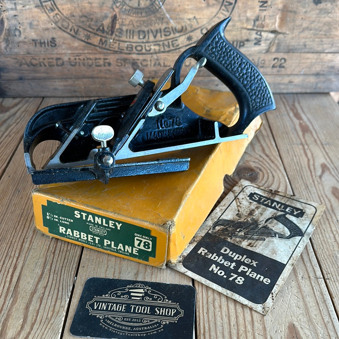 N596 Vintage STANLEY England No.78 Duplex REBATE Rabbet PLANE IOB