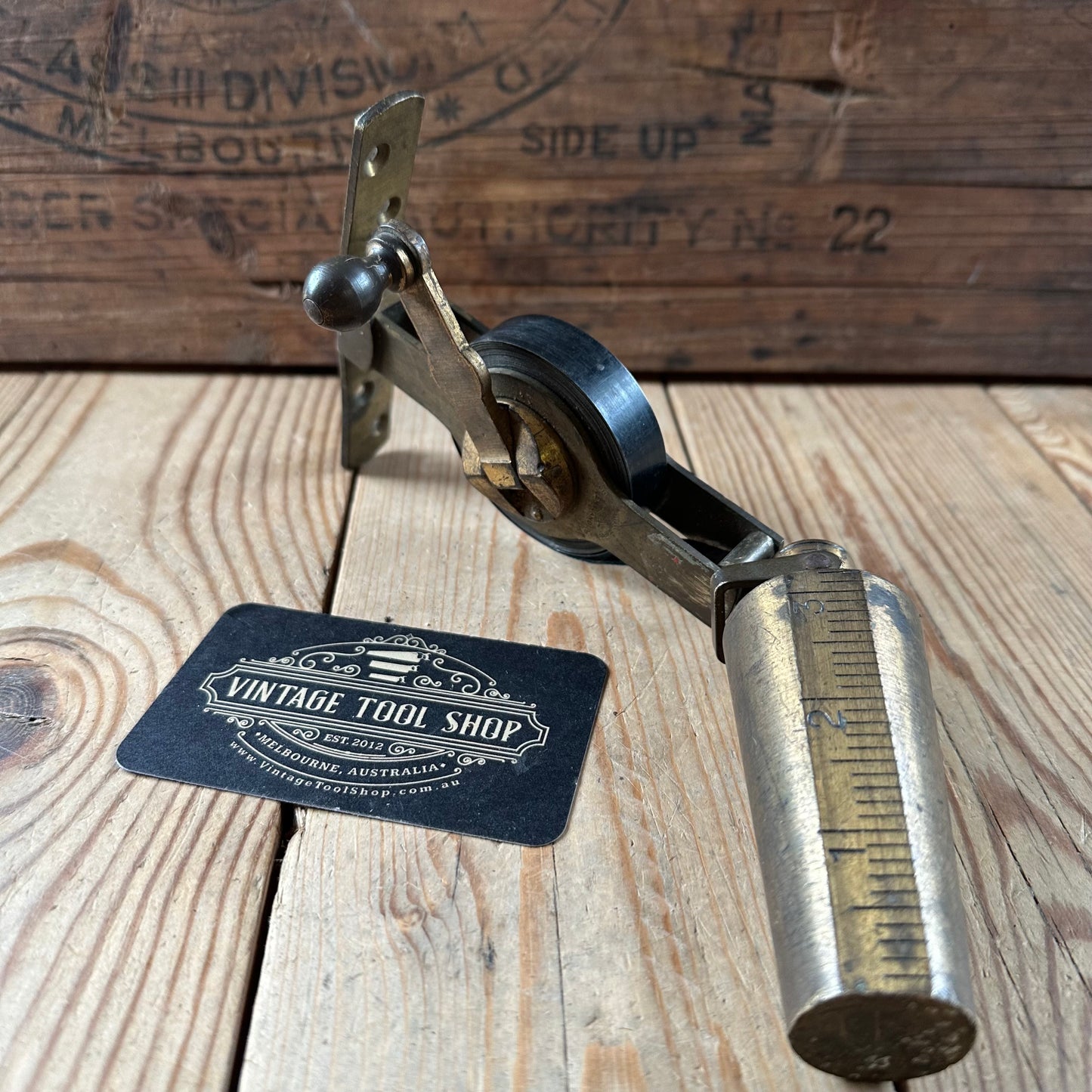 H2472 Vintage CHESTERMAN England War Department Brass TANK DIPPING  measuring TAPE