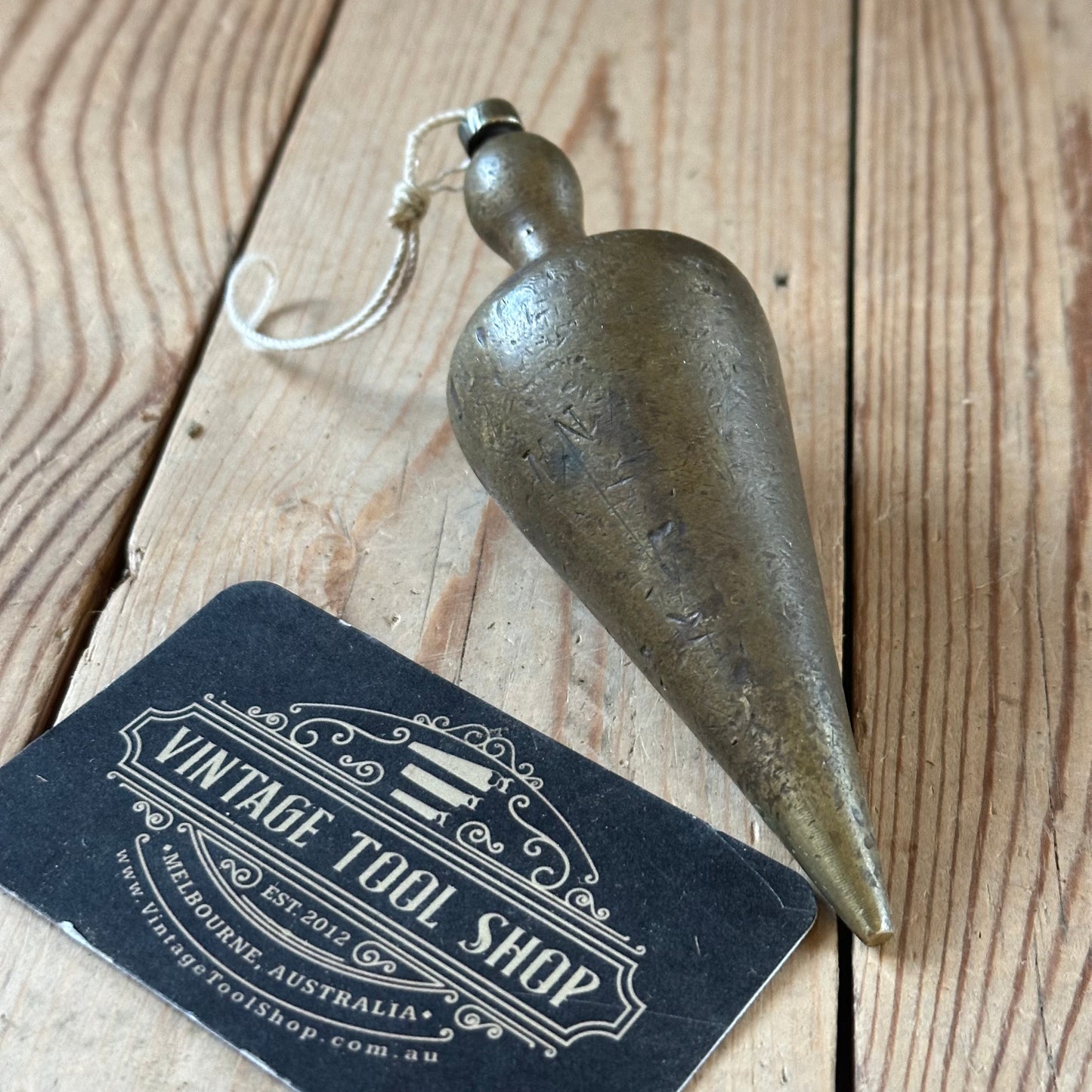 H2524 Vintage large brass TEARDROP PLUMB BOB