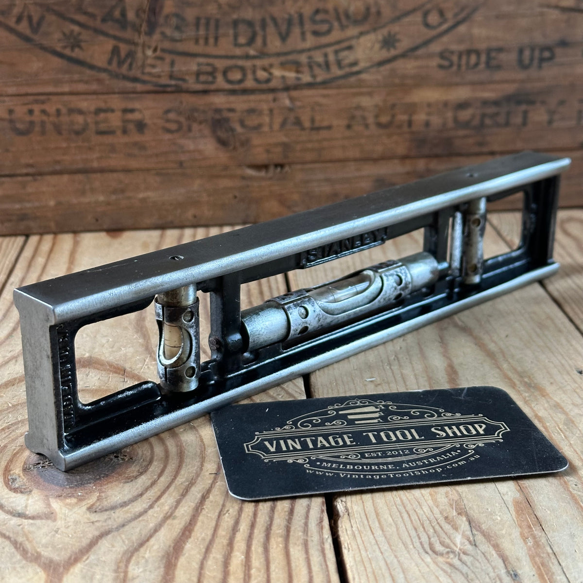 H2595 COOL! Vintage STANLEY No:36G 9” engineers METAL SPIRIT LEVEL