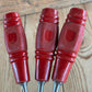 H1314 Vintage set of 3 red resin handle BEVEL CHISELS