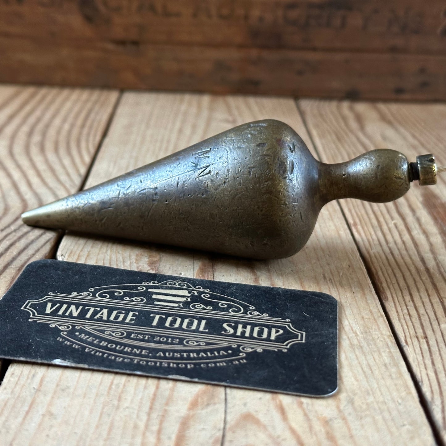 H2524 Vintage large brass TEARDROP PLUMB BOB