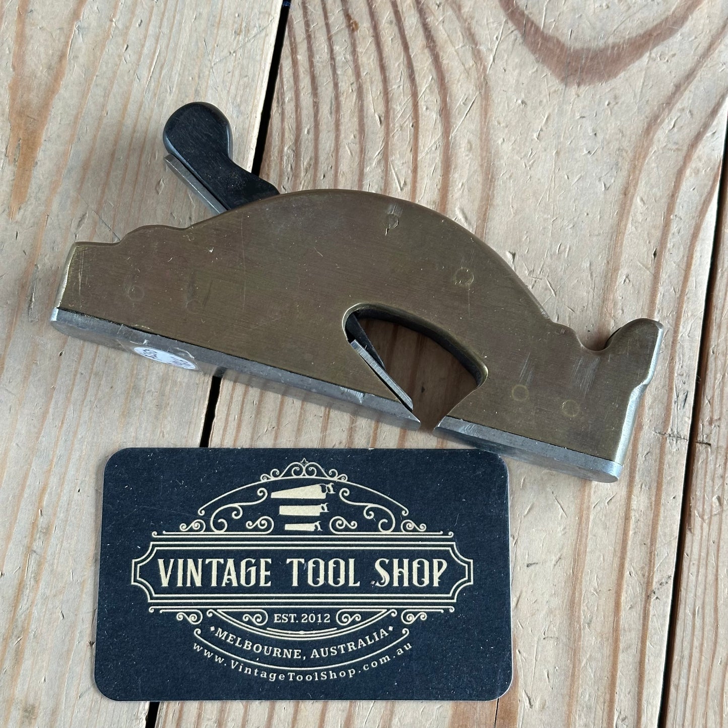 SOLD. D1966 CUTE! Antique small BRASS & EBONY INFILL Shoulder PLANE