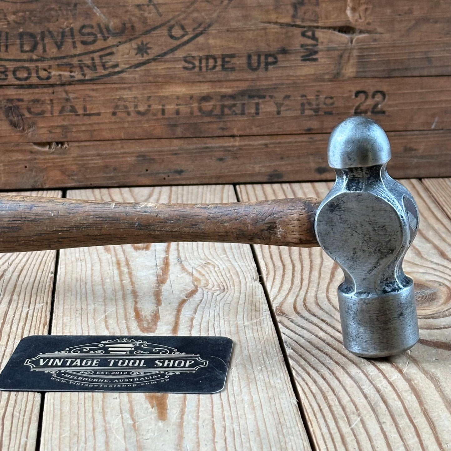 H2392 Vintage RAILROAD FINISH CHENEY USA ball peen HAMMER