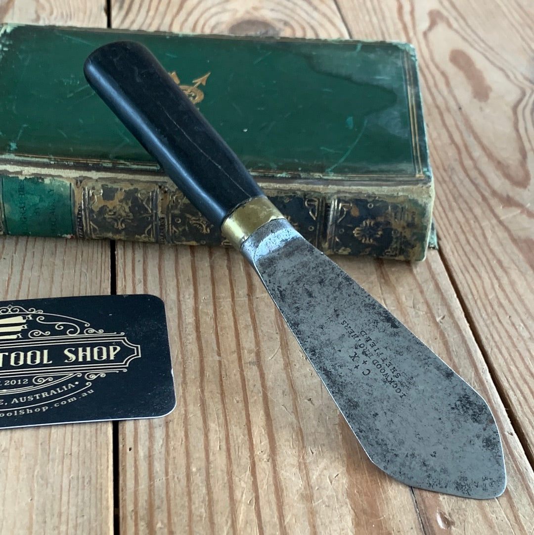 SOLD D1113 Vintage Lockwood  Brothers England PUTTY KNIFE SPATULA with an Ebony handle