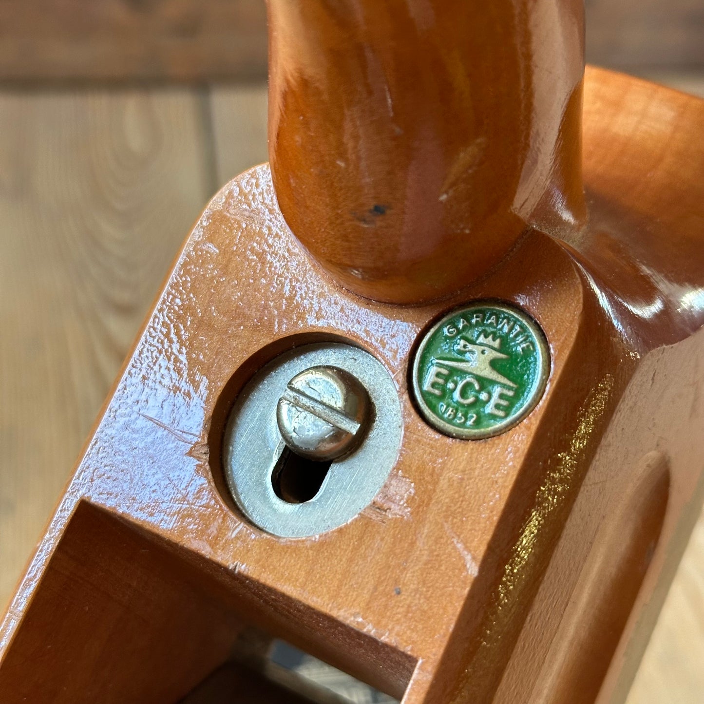 SOLD. N1703 GORGEOUS Vintage E.C.E. West-Germany No:711 PRIMUS PLANE Figured Pear & Lignum Vitae Sole