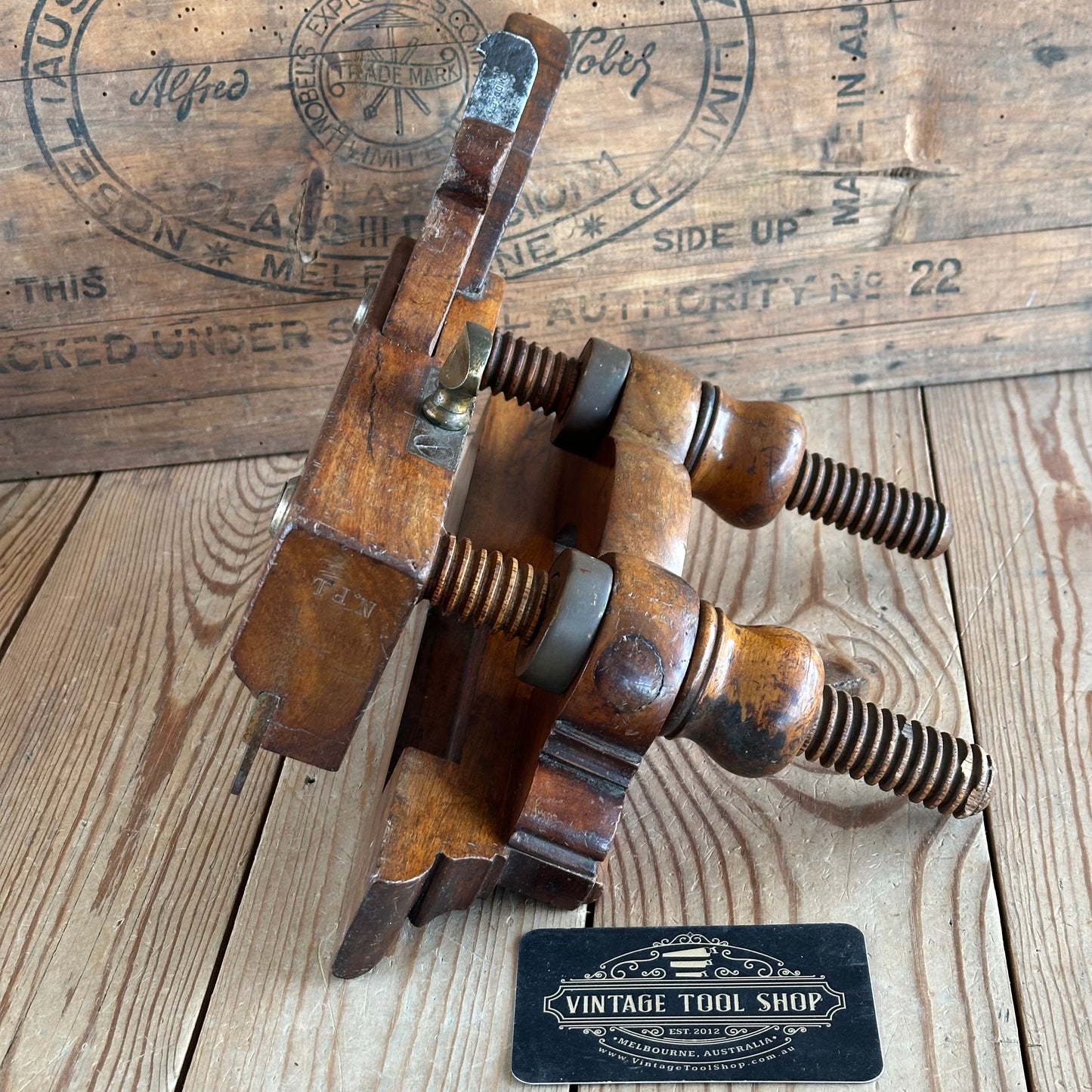 T8552 UNIQUE! Antique USER MADE Mahogany PLOUGH PLANE