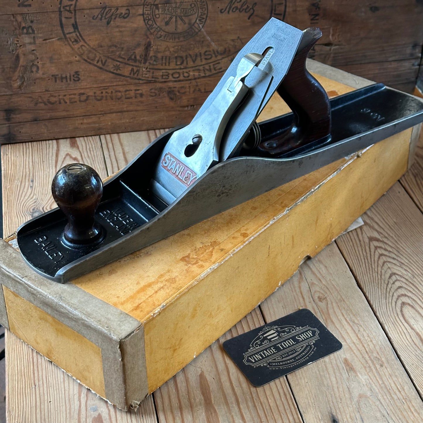 H2486 TIDY! Vintage STANLEY England No.6 jack PLANE IOB