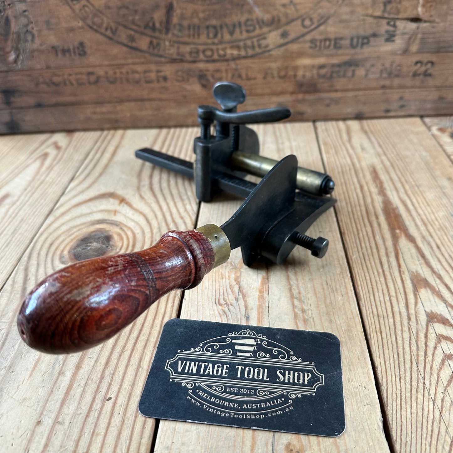 H2532 Vintage DIXON England 5” LEATHER PLOUGH GAUGE cutting knife