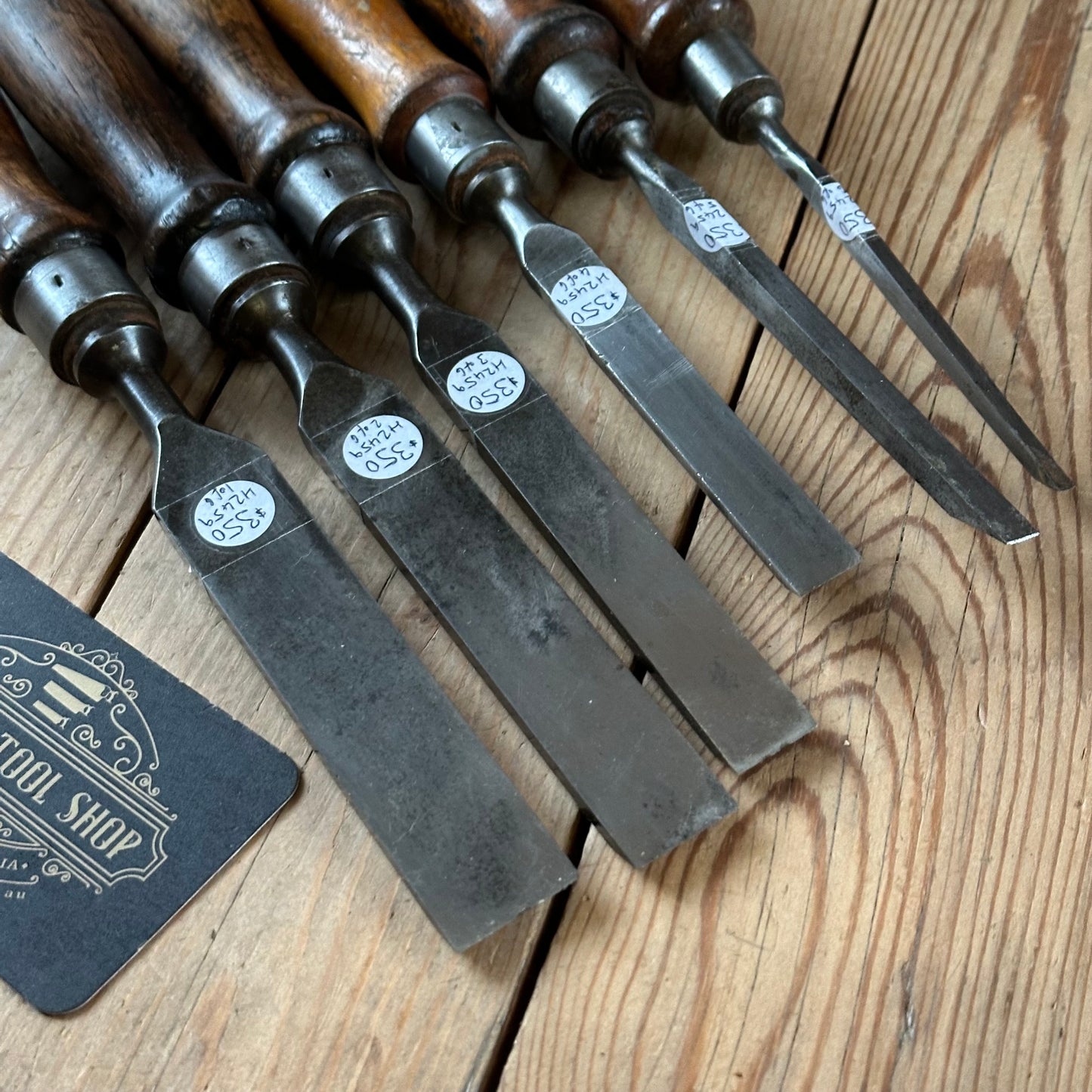 H2459 ICONIC! Vintage set of 6 x TITAN AUSTRALIA No:101 Registered Firmer CHISELS