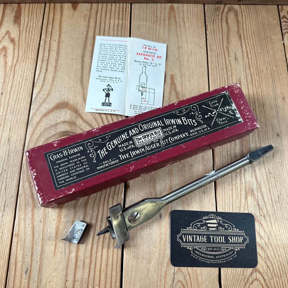 N1835 NEW OLD STOCK! Vintage IRWIN USA No.2 expansive DRILL BIT IOB
