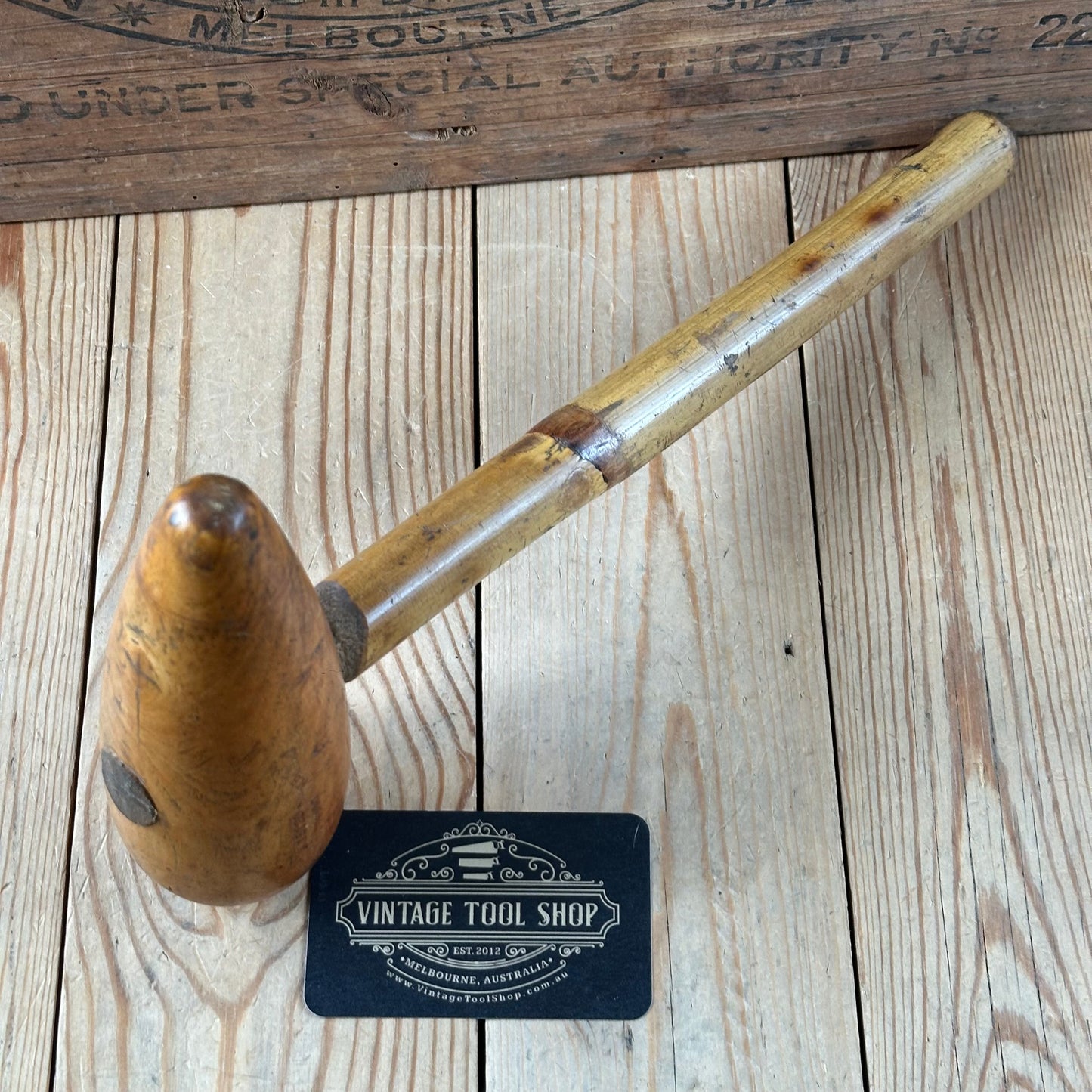 H2451 Vintage 1950 Korean War LIGNUM Lead BOSSING MALLET plumbers mallet