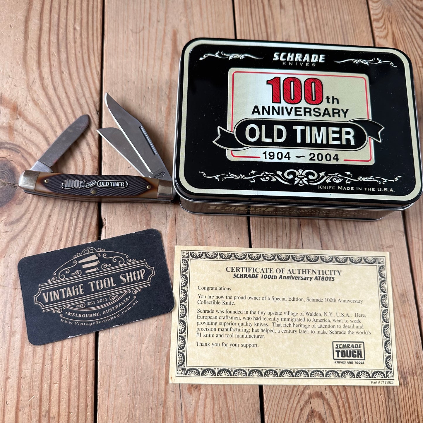 K67 NEW OLD STOCK! Vintage SCHRADE USA 100th anniversary 2004 OLD Timer folding KNIFE IOB
