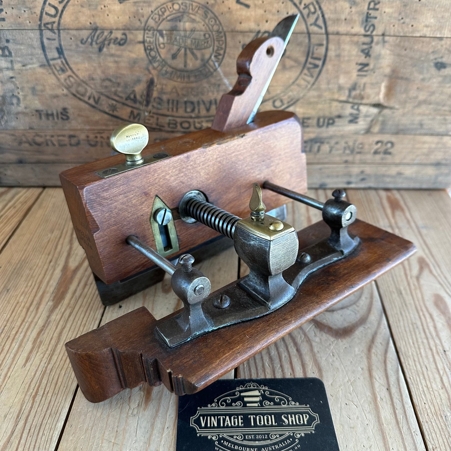 SOLD N1312 Antique RARE! KIMBERLEY PATENT Screw Stem PLOUGH PLANE