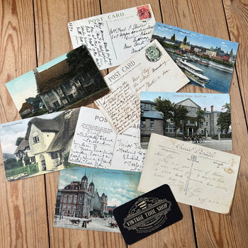 VD0-12 Vintage 9x ENGLISH POSTCARD series 1906-1918 stamps handwritten souvenir post cards junk journal diary collection