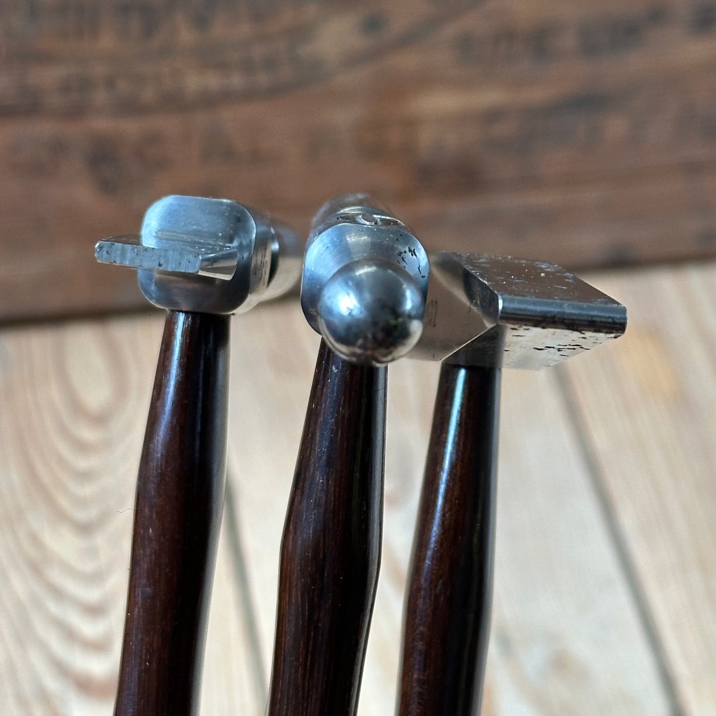 SOLD. N1697 INCREDIBLE! Vintage dated 1932 3x PRESENTATION Jewellers Metalworking HAMMERS
