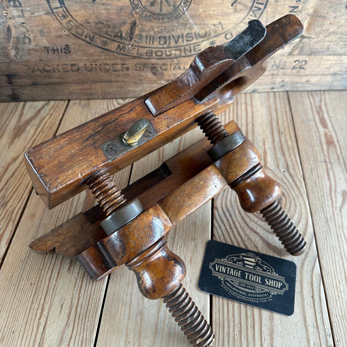 T8552 UNIQUE! Antique USER MADE Mahogany PLOUGH PLANE