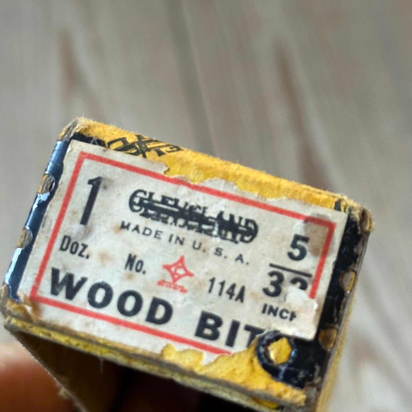 H2515 Vintage BOXED mixed set of 13 x CLEVELAND style wood drill BITS brace BIT set