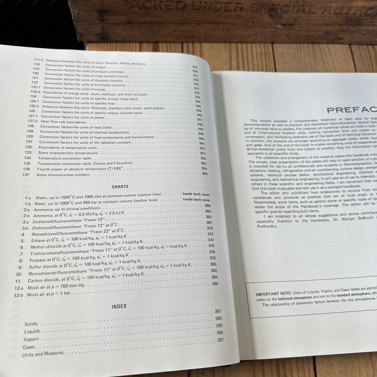 XBN118 Vintage BOOK Handbook of THERMODYNAMIC TABLES and CHARTS by K.Raznjevic