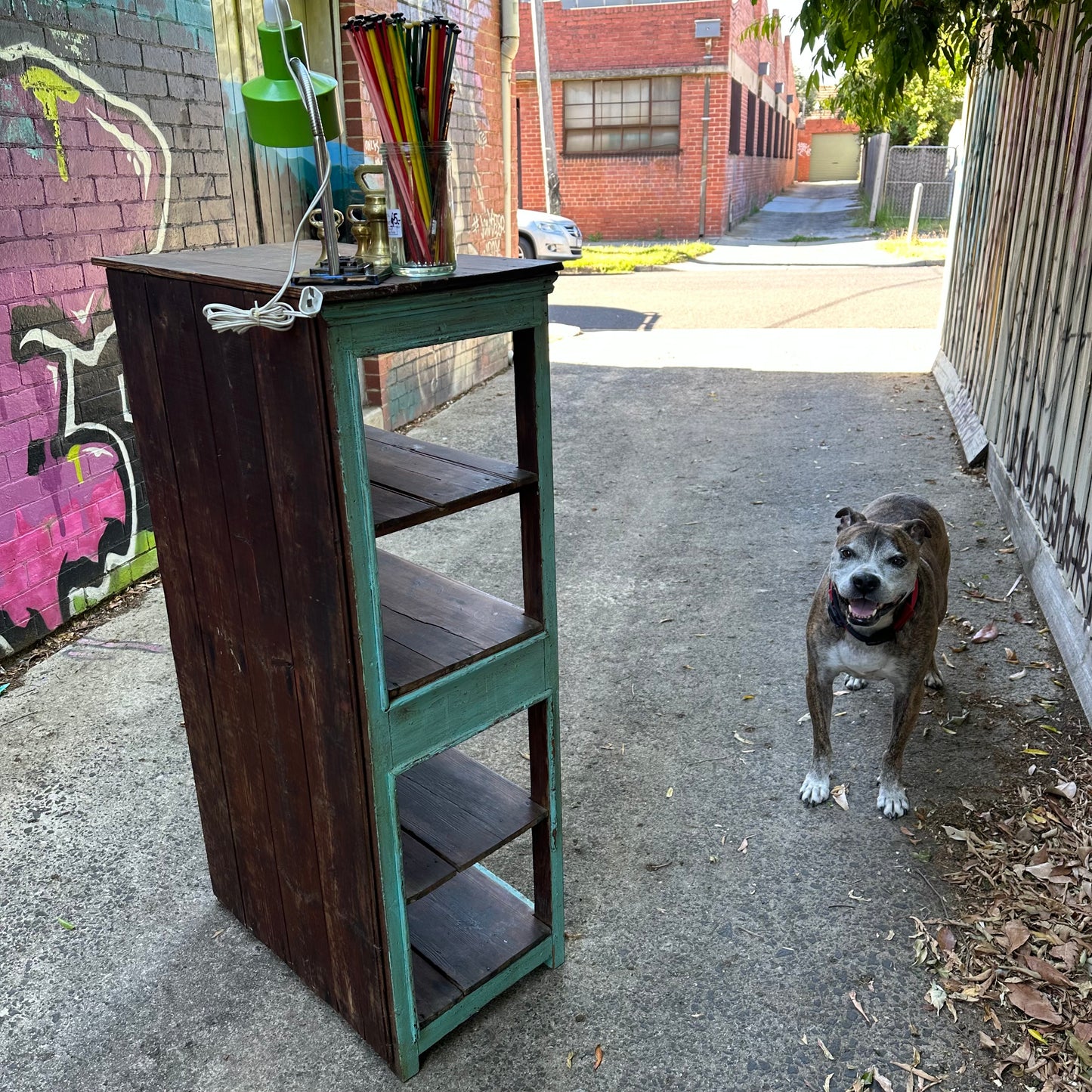 H2382 Vintage distressed shabby chic depression era MEAT SAFE CUPBOARD