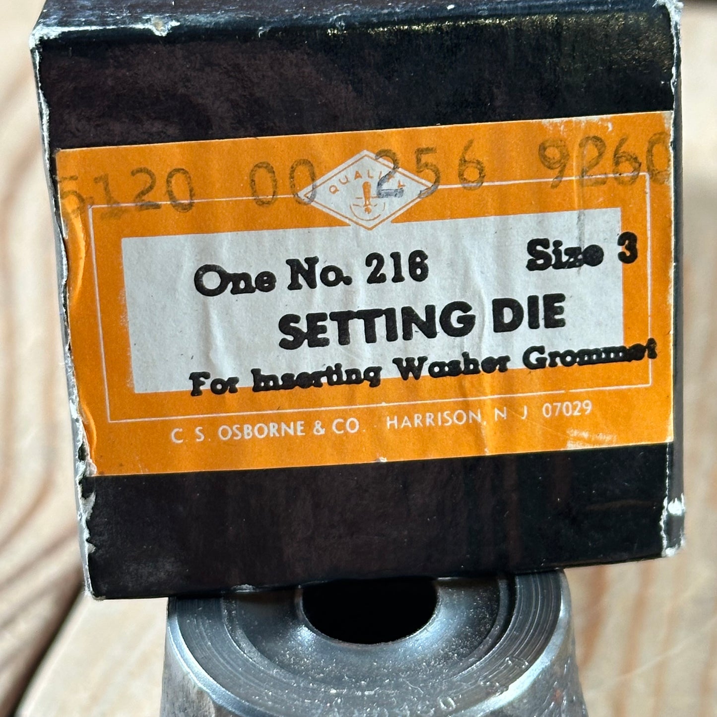 H2479 Vintage Osborne USA GROMMET SETTING DIE No.216 Size 3 set IOB