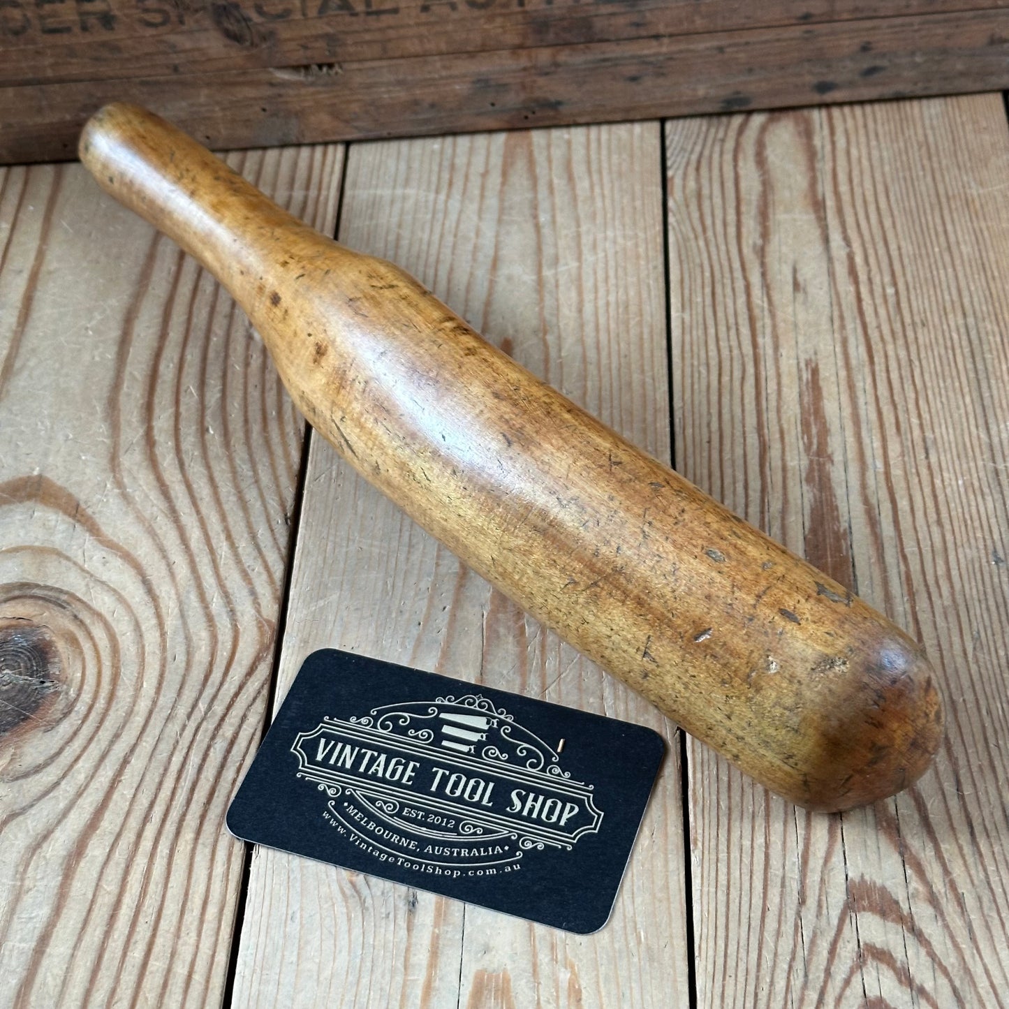 H2454 Vintage BOXWOOD Lead DRESSING STICK plumbers mallet by MONUMENT London