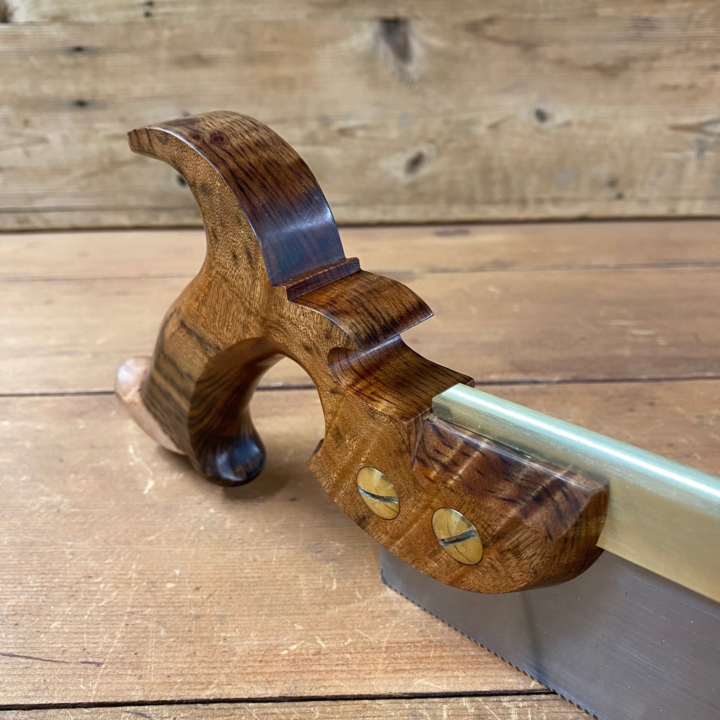 VHS190 HERITAGE SAWS Custom 12” FITZROY model 14ppi rip DOVETAIL SAW with a QUILTED TIGER MYRTLE handle