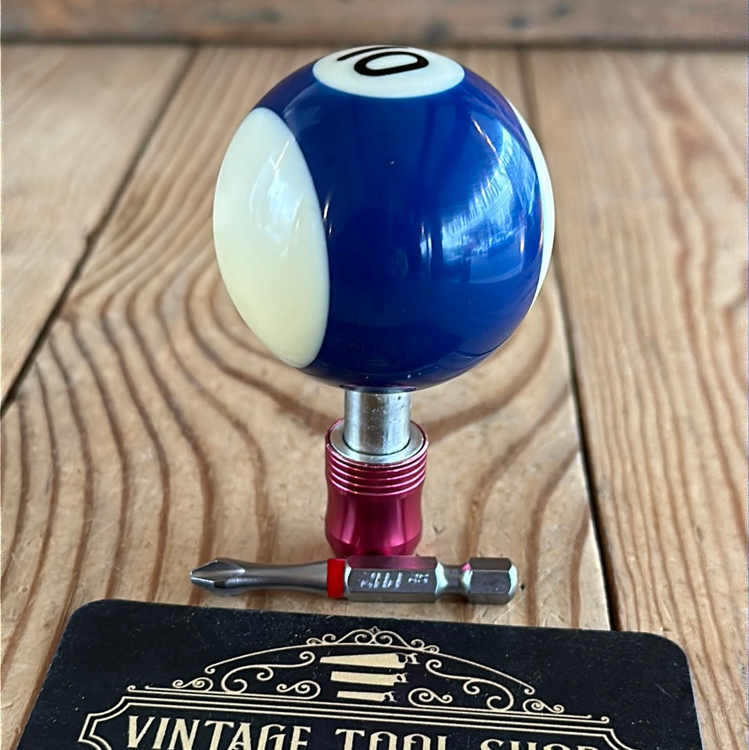 TR148 Repurposed round Blue No.10 POOL BALL HEX TIP DRIVER by Tony Ralph