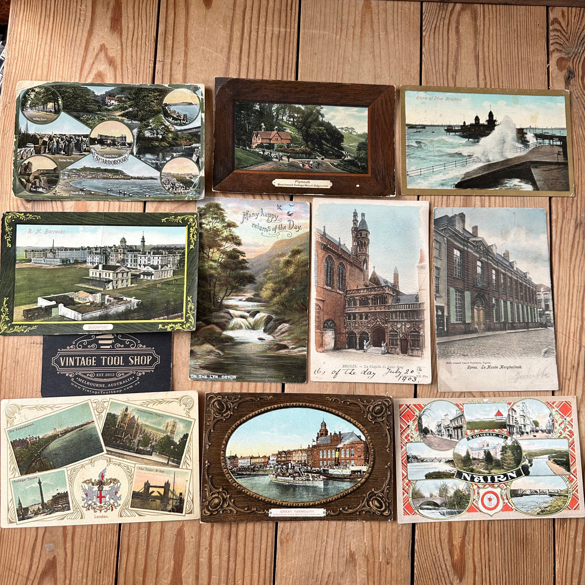 VD0-11 Vintage 10x ENGLISH POSTCARD series 1906-1912 stamps handwritten souvenir post cards junk journal diary collection
