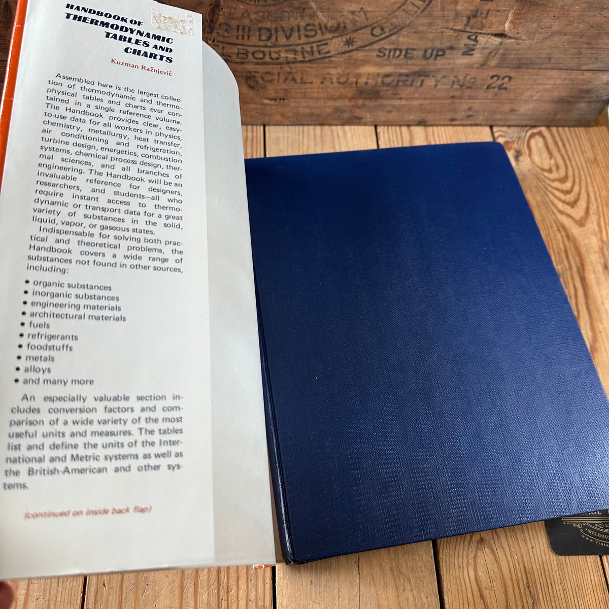 XBN118 Vintage BOOK Handbook of THERMODYNAMIC TABLES and CHARTS by K.Raznjevic