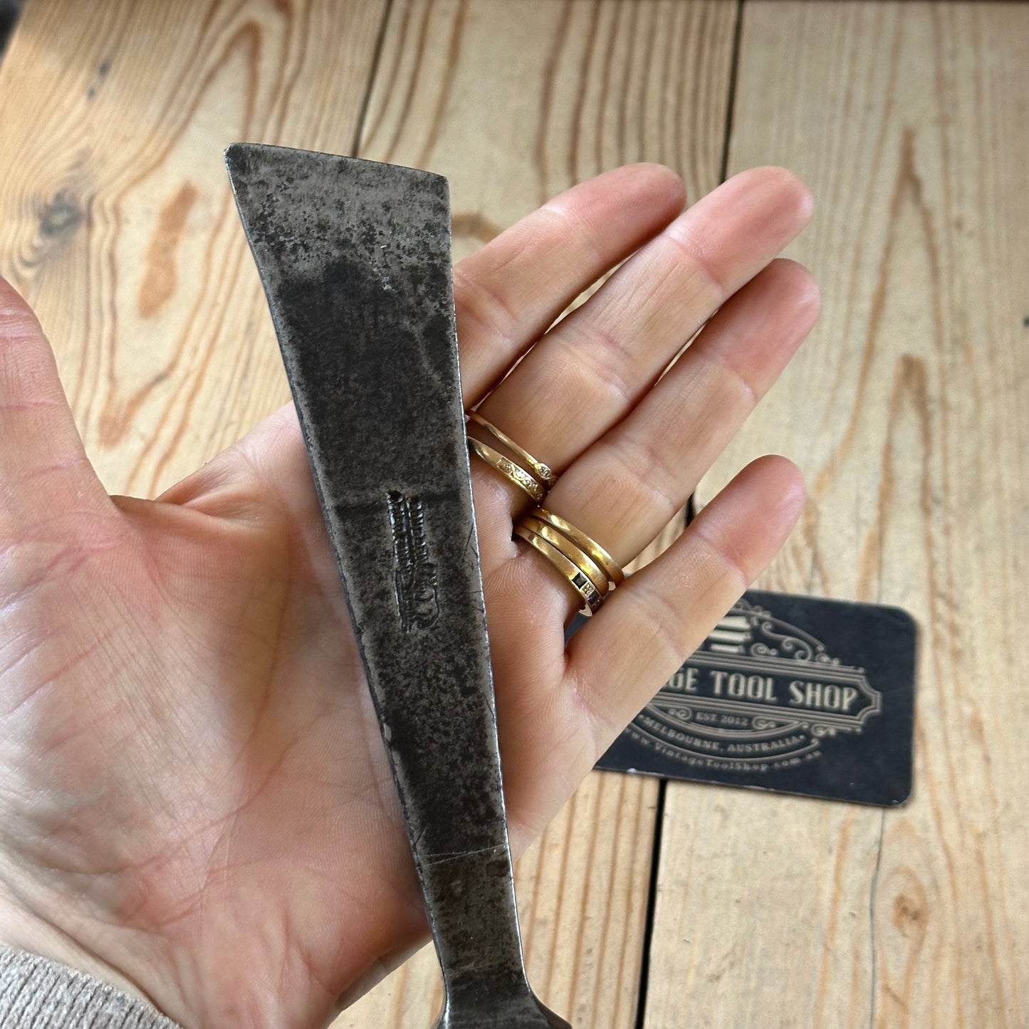 D1892 ANCIENT! Large antique 40mm EUROPEAN SKEW Carving CHISEL