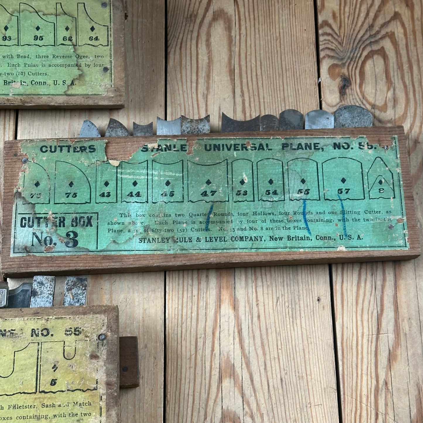 N1708 Antique 4 x boxes of STANLEY USA No.55 Combination PLANE CUTTERS