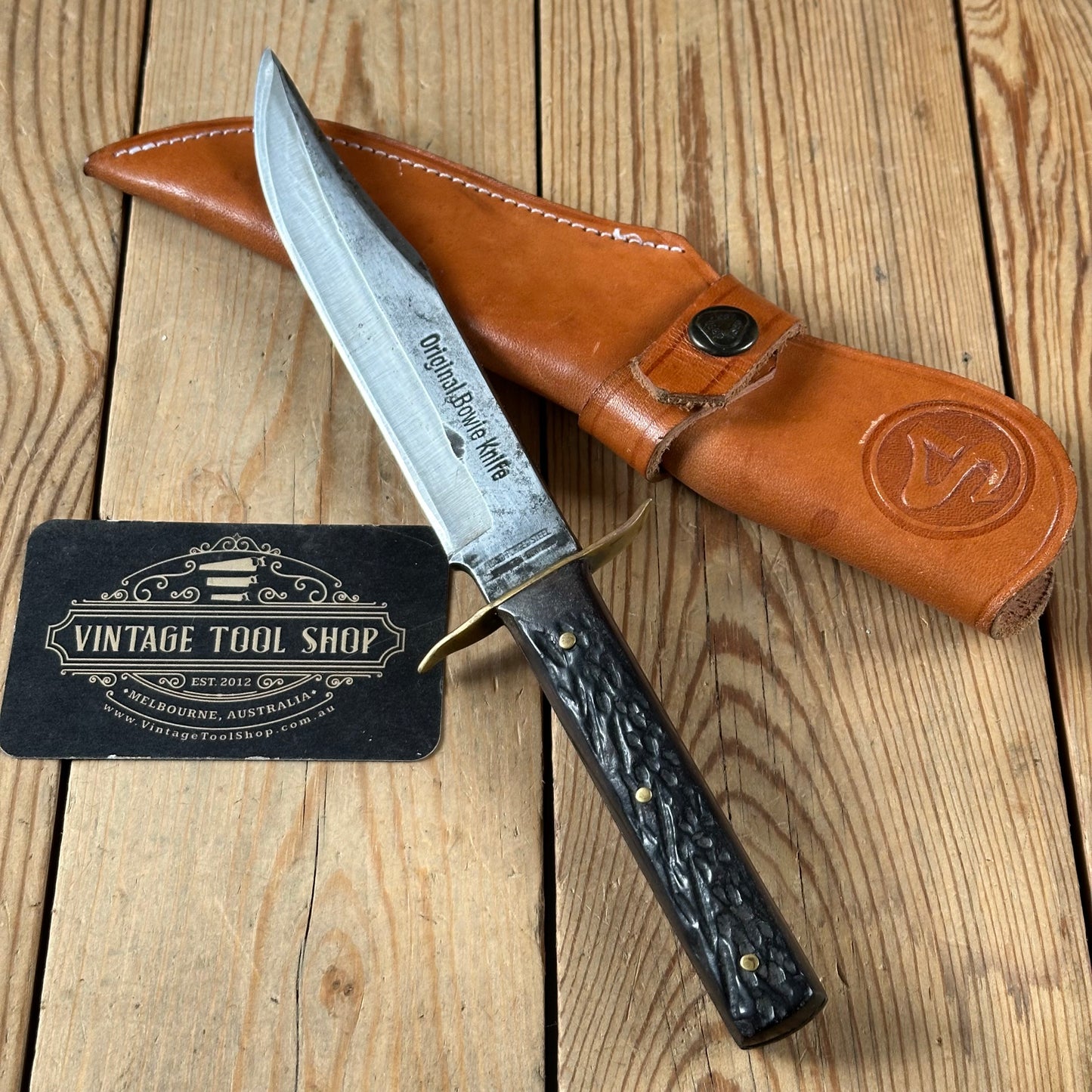 K60 Vintage Original German BOWIE KNIFE in leather sheath