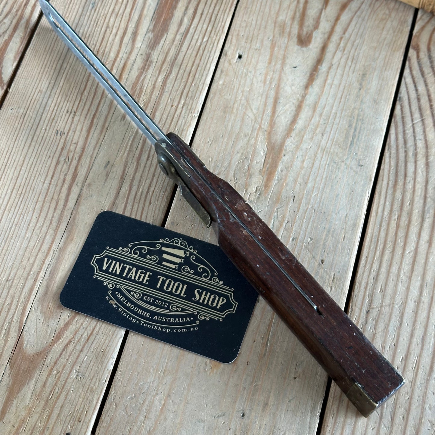 H1447 Vintage STANLEY 10” Rosewood & brass BEVEL