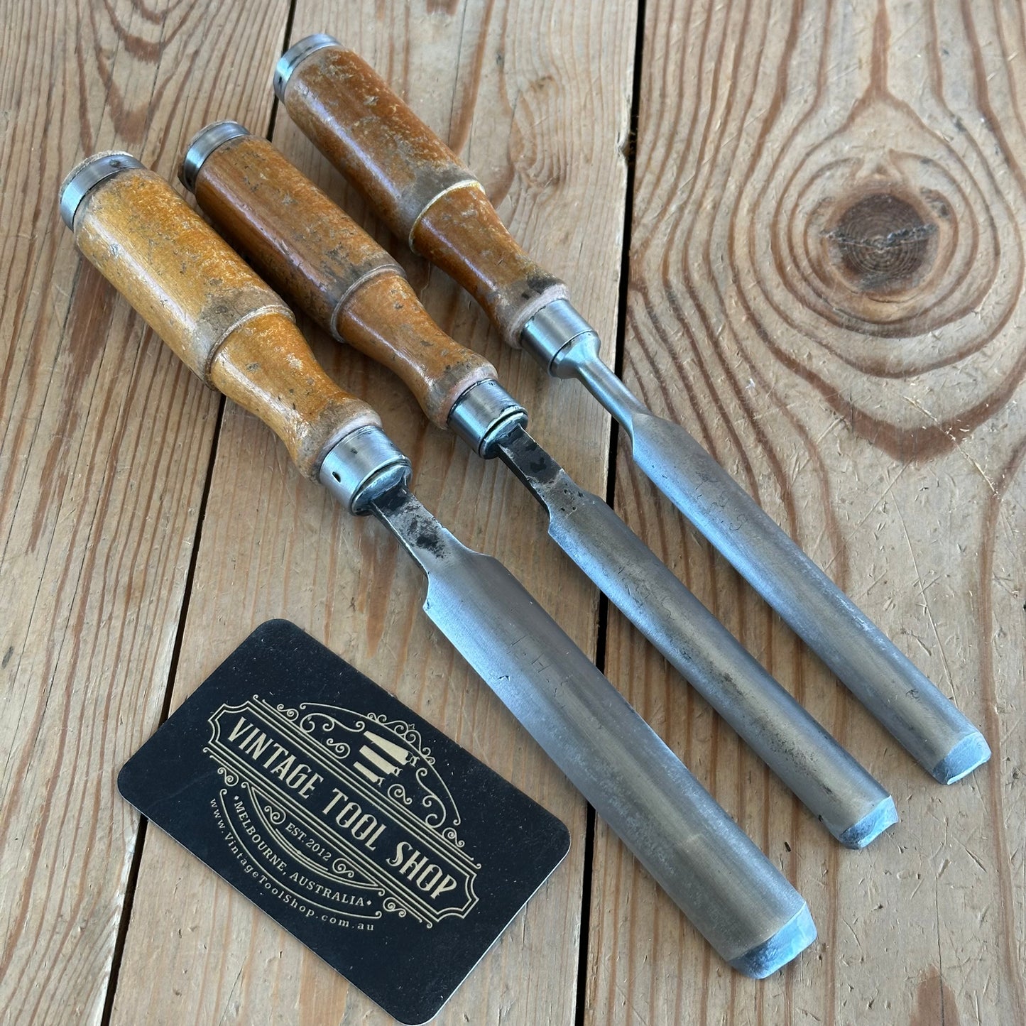 N341 Vintage set of 3 x TITAN AUSTRALIA Gouge CHISELS